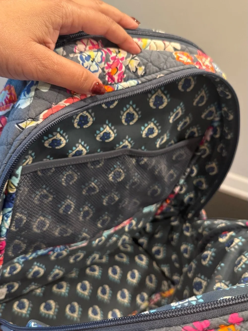 Vera Bradley Quilted Floral Backpack - Gray Multi